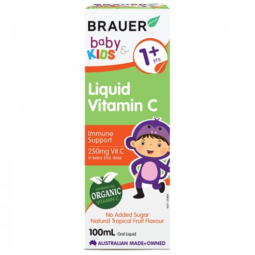 Vitamin C cho trẻ 1 - 13 tuổi Brauer Úc tăng đề kháng, tăng hệ miễn dịch, xương, răng chắc khỏe, nhanh lành vết thương (bệnh) - OZ Slim Store