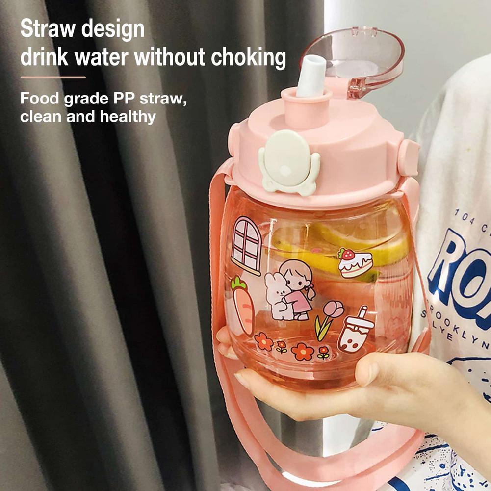 Trẻ Em Bình Tập Uống Mẫu Giáo Straw Cup Nhỏ Bé Trai Sáng Tạo Lớn Dung Tích Chai Nước Hoạt Hình Dễ Thương Di Động Trẻ Em