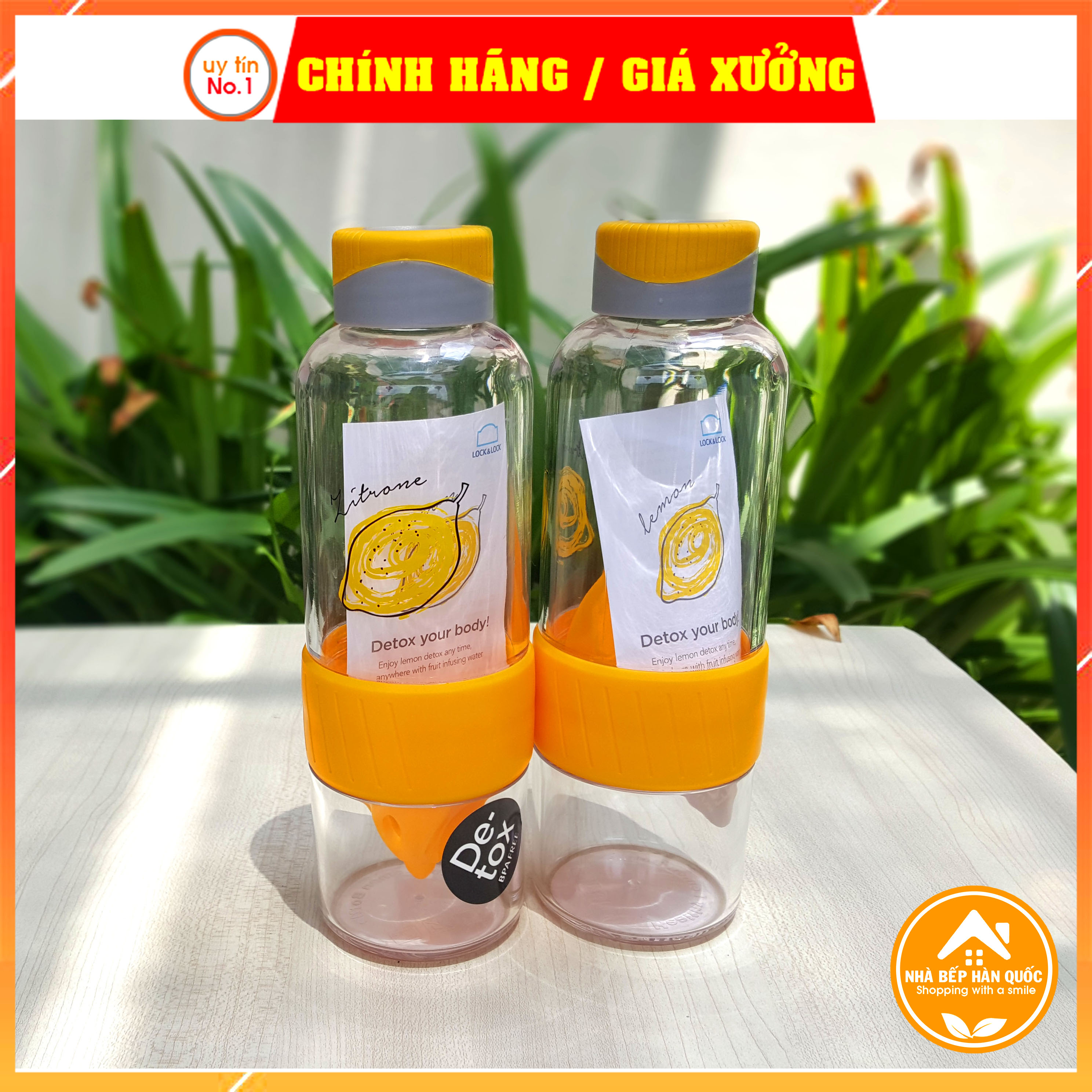 Bình nước Lock&amp;Lock chính hãng Detox dung tích 520ml ABF659