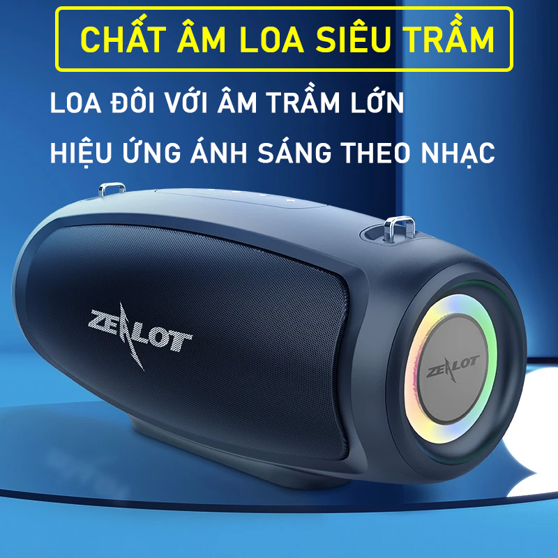 Loa Bluetooth Pass kép cực khủng hỗ trợ USB, thẻ nhớ - thương hiệu Zealot S37L - Hàng chính hãng