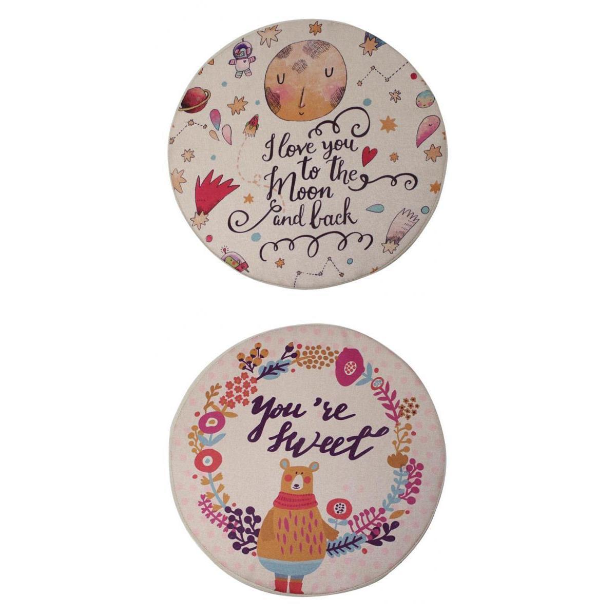 2xComfortable Non- Cushion Linen Round Mat Durable Stool Pad 40cm