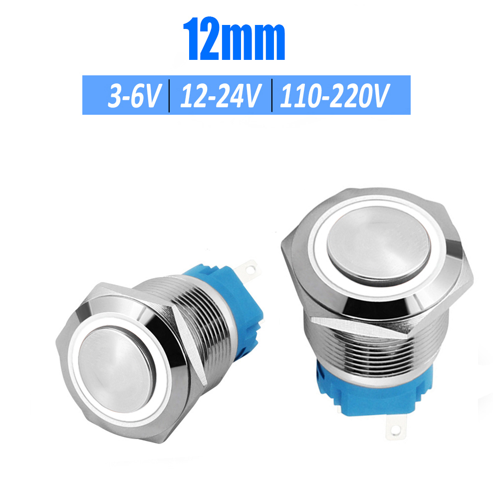 Nút nhấn công tắc tự khóa 12mm Vỏ INOX chống thấm nước