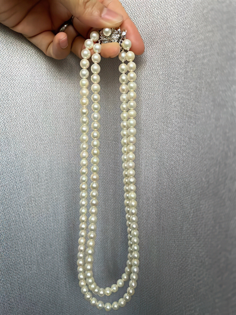 Chuỗi Ngọc Trai Nước Mặn Akoya trắng phớt vàng  - MOON Jewelry