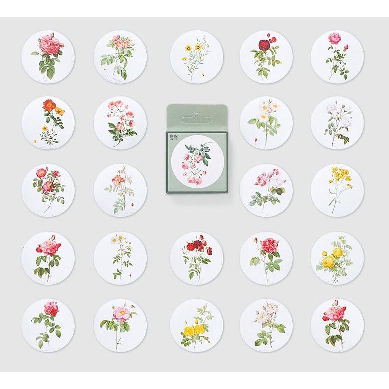 Bộ 46 Sticker Hàn Quốc Hoa Lá trang trí E33