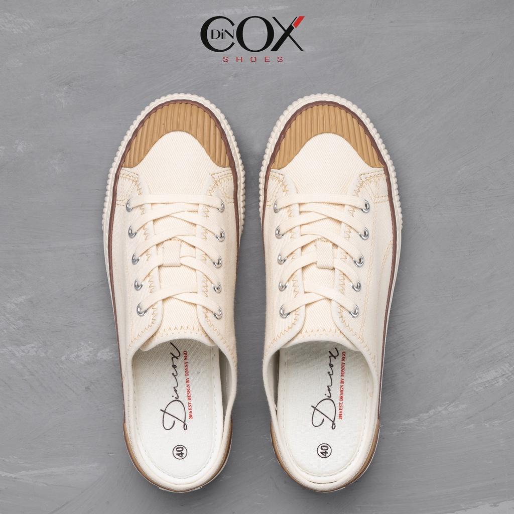 Giày Sục Đạp Gót Mules Vải Sneaker Unisex Tăng Chiều Cao 4cm DINCOX E10 Off/white - 41