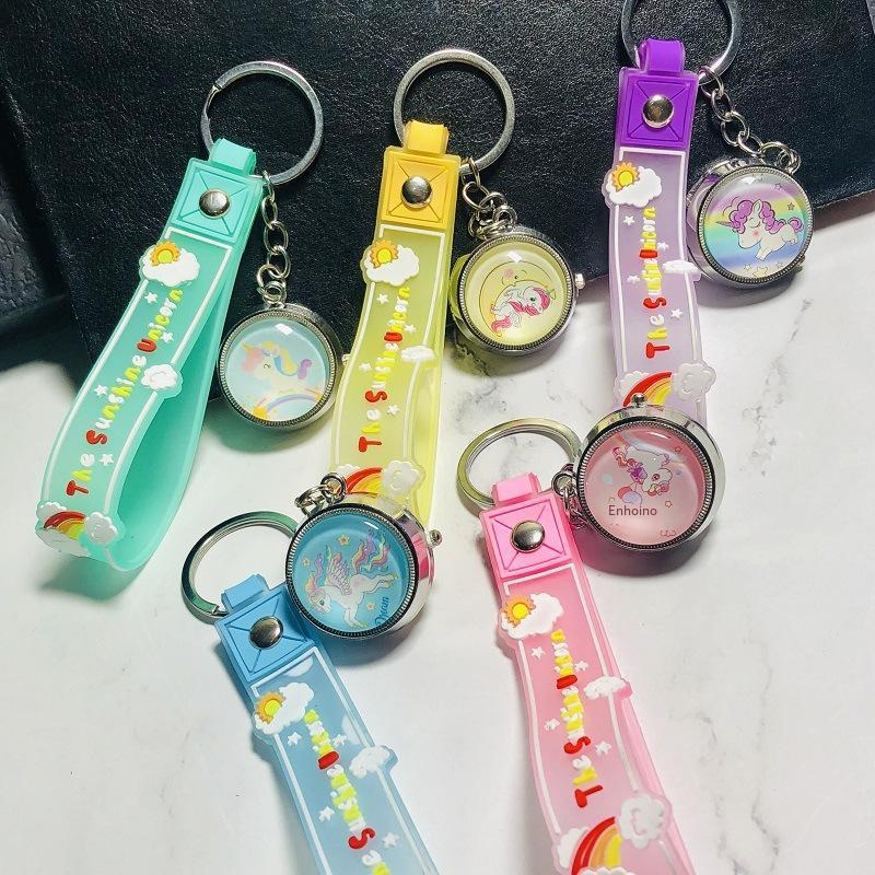 Tốt Nhất Mới Flip Cover Đồng Hồ Bỏ Túi Trẻ Em Dễ Thương Móc Khóa Xoay Đồng Hồ Thạch Anh Sinh Viên Sáng Tạo Ins Đồng Hồ Kỳ Lân