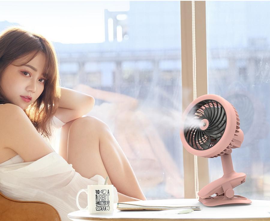 Quạt Phun Sương Kẹp Bàn Mini Clip Fan,Quạt Hơi Nước Đa Năng,Tiện Dụng HBH