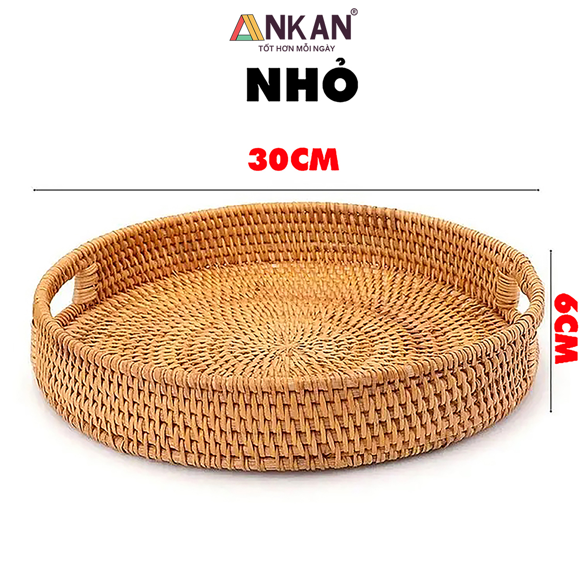 Khay Mây Tròn Đựng Trái Cây, Đồ Ăn, Decor Nhà Bếp – Khay Mây Tre Đan Thủ Công Cao Cấp ANKAN