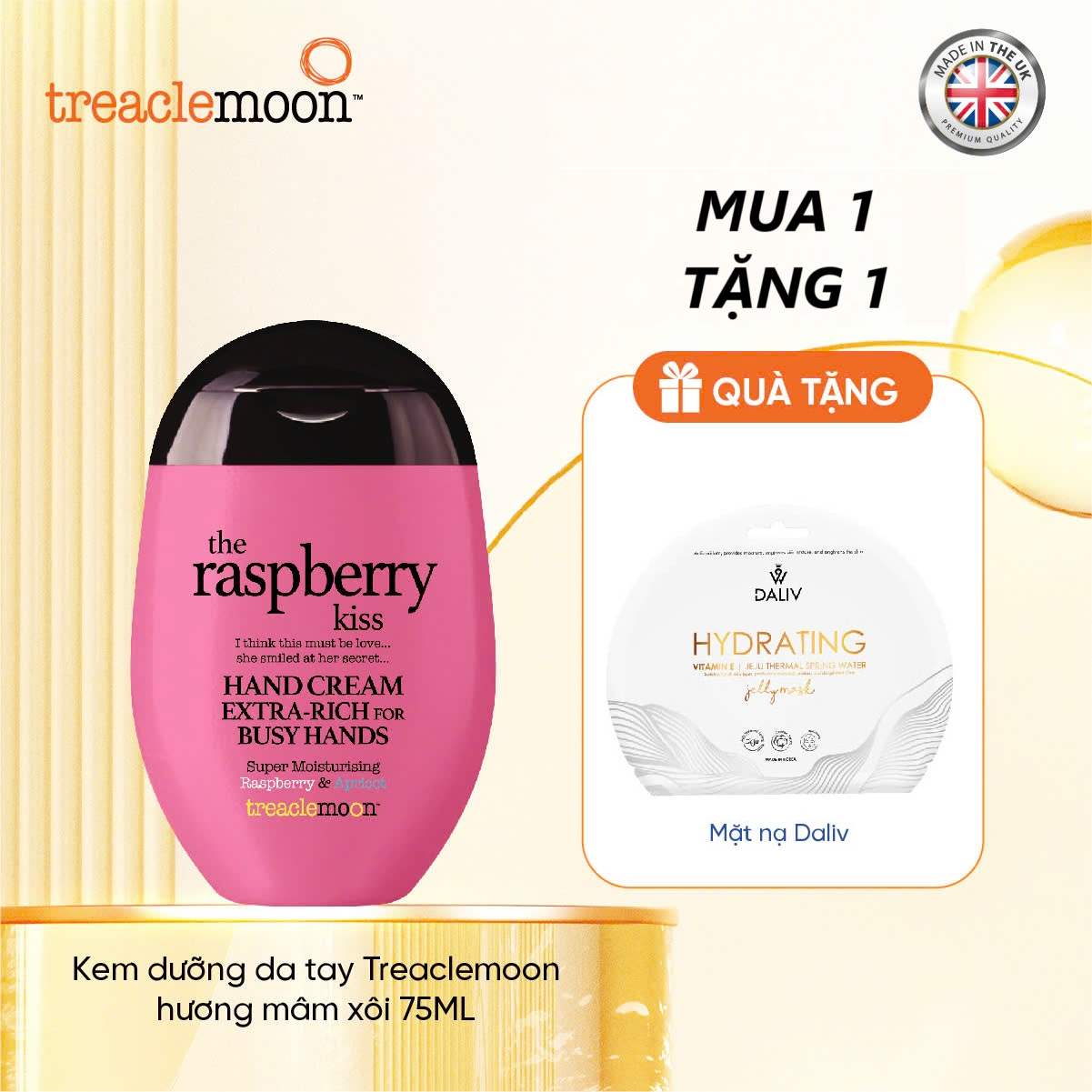 Tặng 1 Mặt Nạ Kem Dưỡng Da Tay Chiết Xuất Quả Mâm Xôi Treaclemoon 75Ml