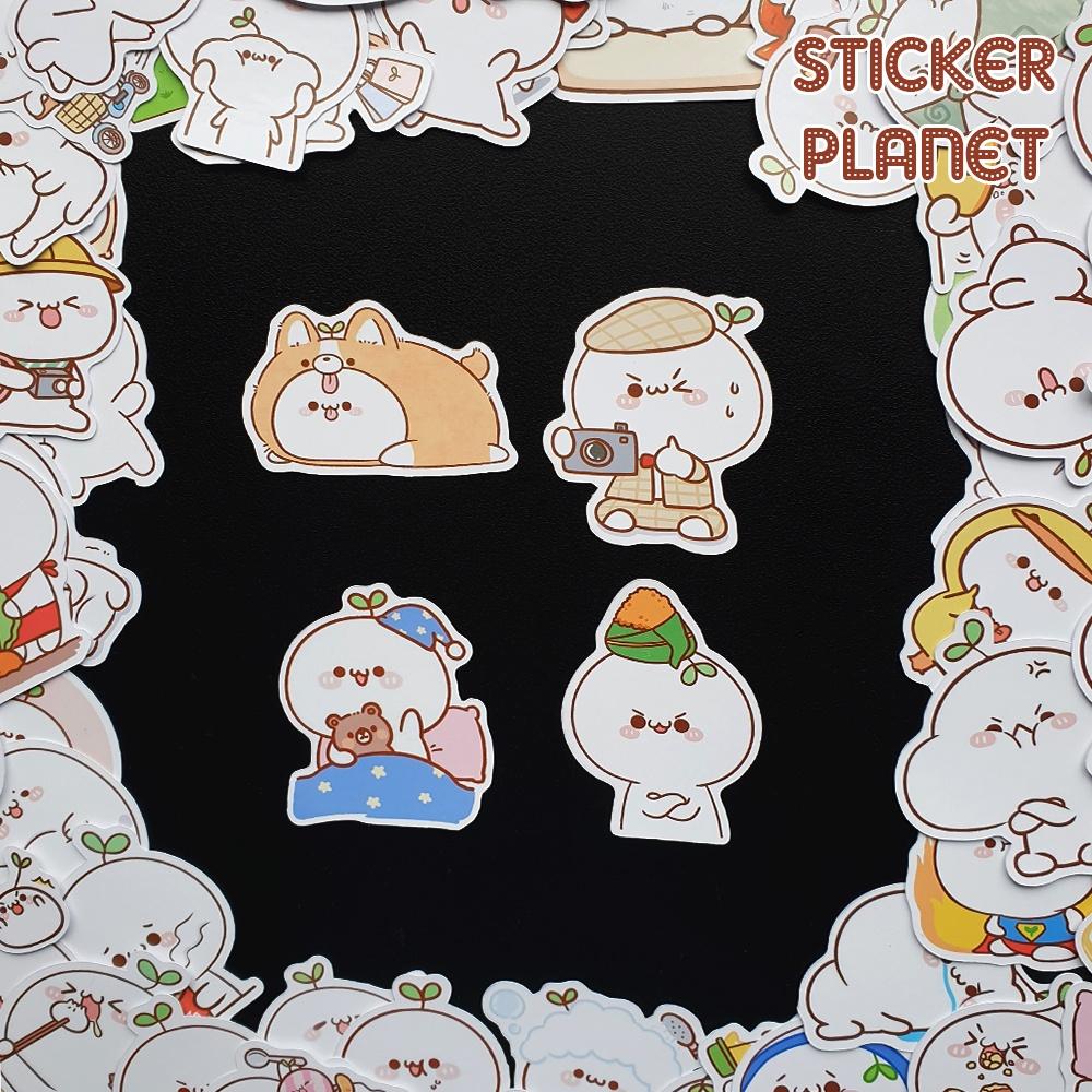 Sticker rau mầm tina bé mầm cute dễ thương trang trí mũ bảo hiểm, đàn, guitar, ukulele, điện thoại