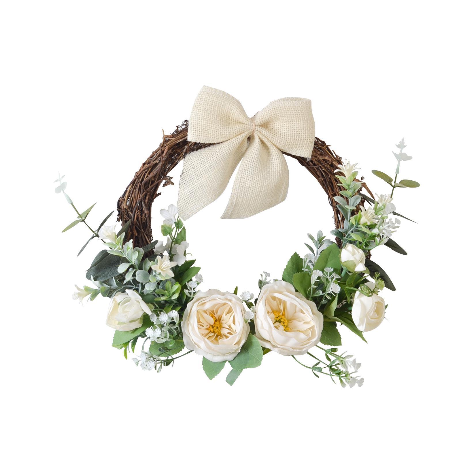 Door Wreath Wall Hanging Artificial Flower Wreath for Indoor Outdoor Party