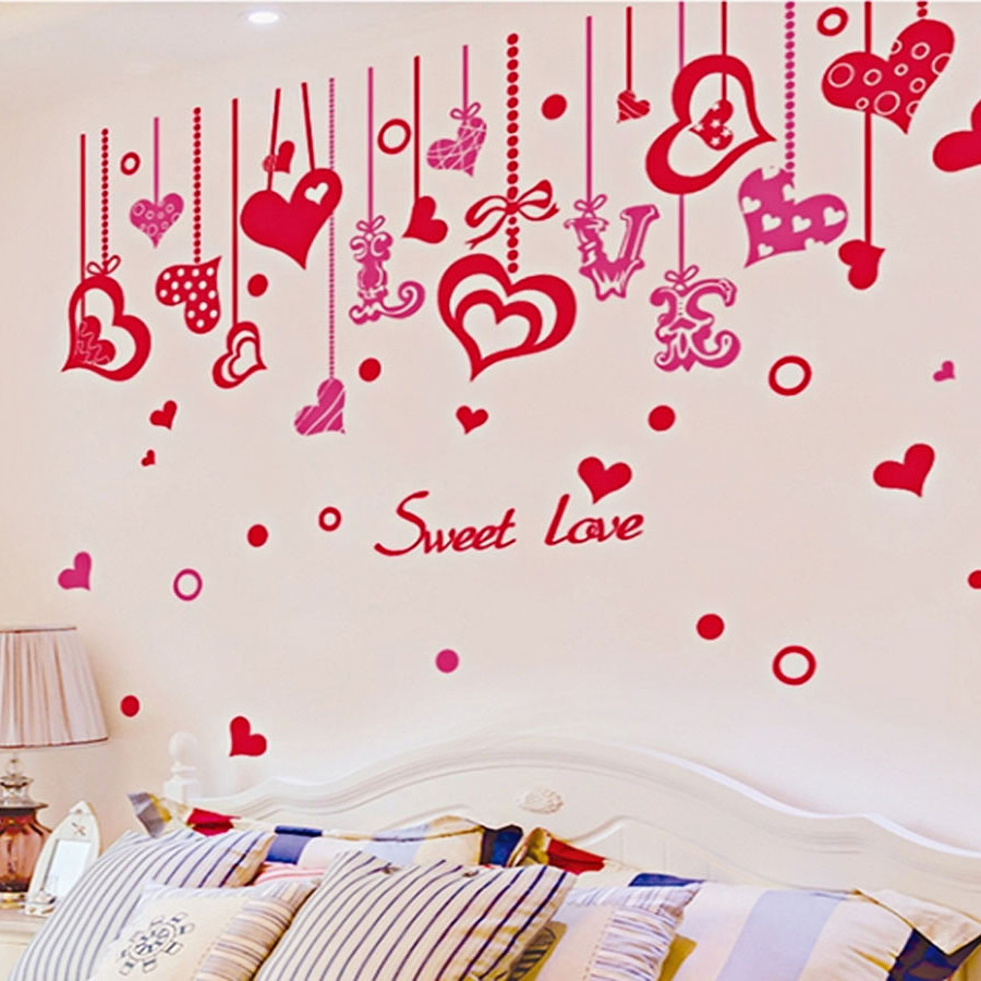 decal dán tường dây tán tim chữ love