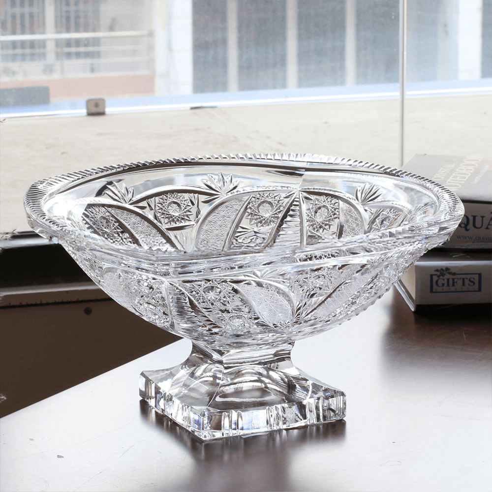 Mâm bồng chân đế vuông M56 34cm Crystal Bohemia Hàng chính hãng