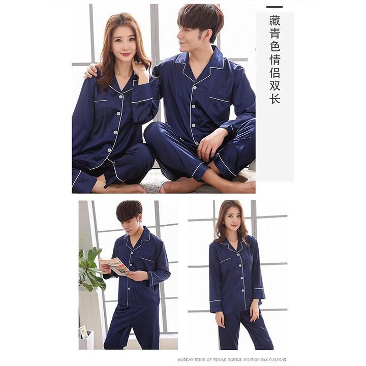Bộ Pijama Dài Tay Nam Nữ Màu Trơn, Bộ Đồ Mặc Nhà Sang Trọng