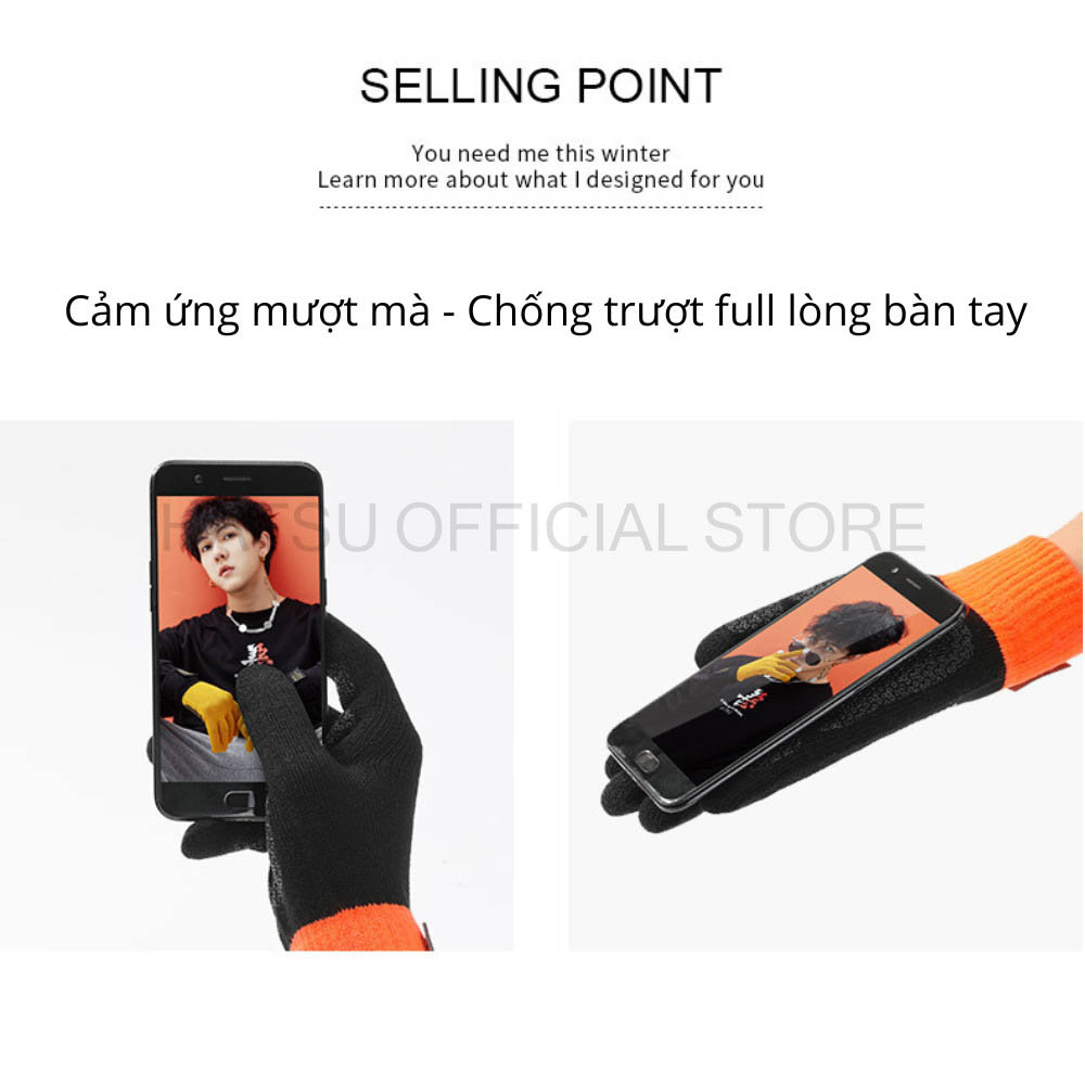 Găng Tay Len Dệt Kim Hatsu GLJ Unisex mềm mại, vừa vặn - Chống nắng và Giữ Ấm - Có Thể Sử Dụng Cảm Ứng Điện Thoại - Dòng Cao Cấp Thời Trang Phong cách và Khác Biệt