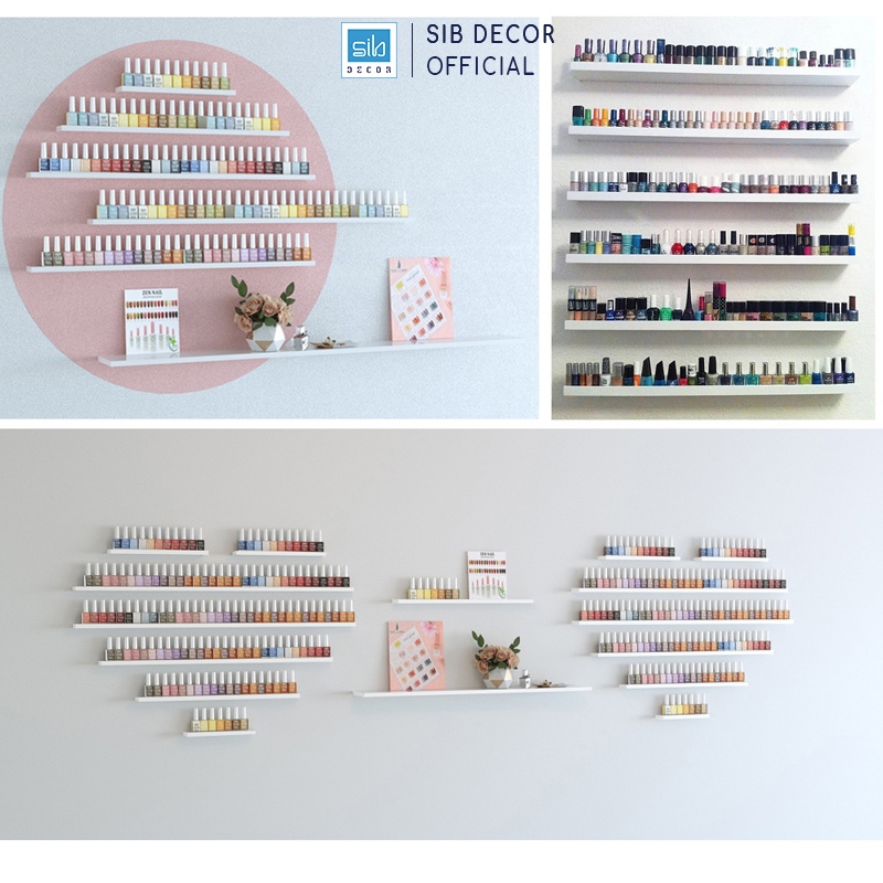 [Tặng phụ kiện khoan tường] Kệ Gắn Tường Spa, Nail, Kệ Sơn Móng SIB Deor Rộng 10cm, Dài 60cm Đến 120cm KT010
