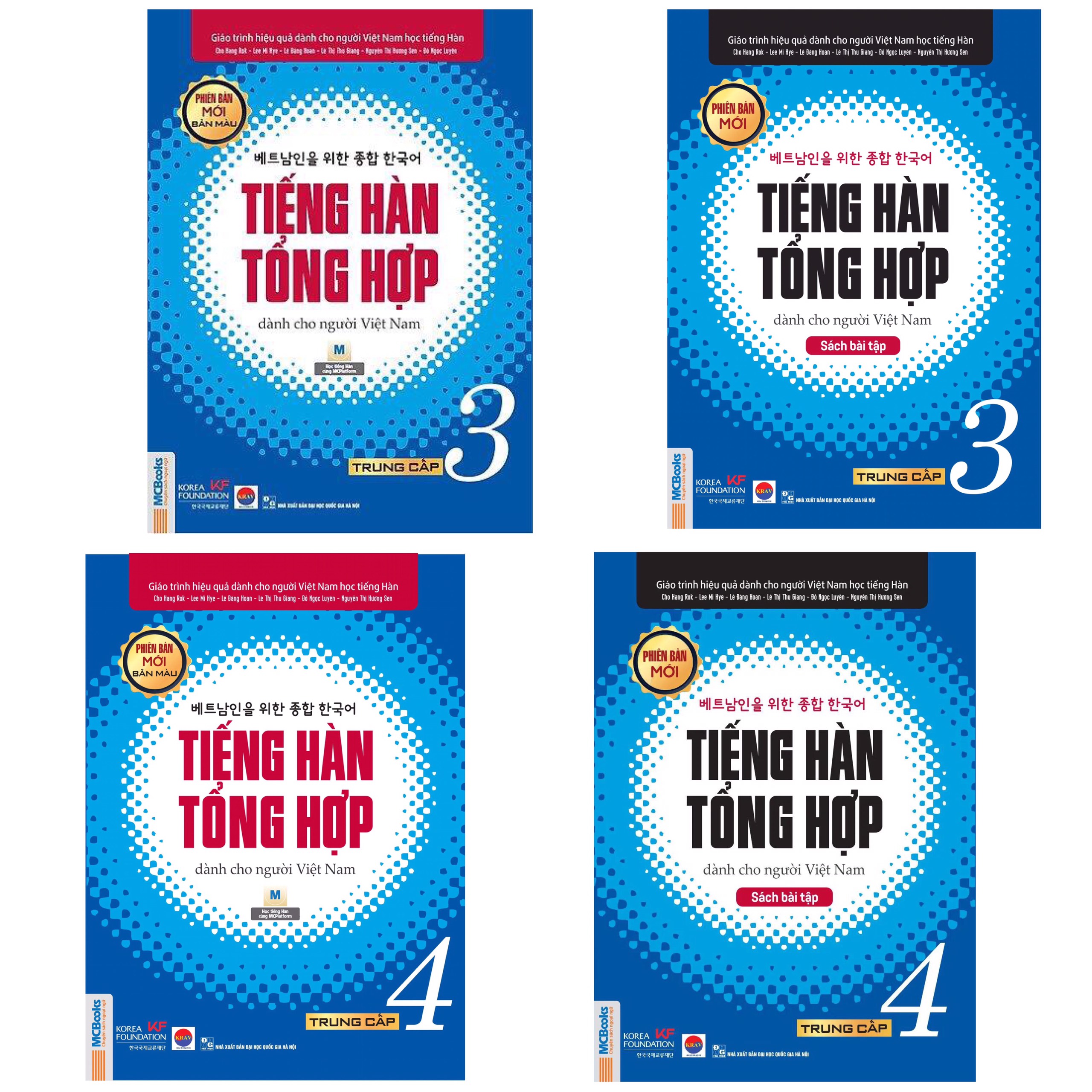 Combo (4 Cuốn) Giáo Trình Tiếng Hàn Tổng Hợp Trung Cấp Tập 3 + Tập 4 (Sách Giáo Khoa và Sách Bài Tập) - Phiên Bản Mới / IN MÀU / Sách Học Tiếng Hàn Hiệu Quả Cho Người Việt