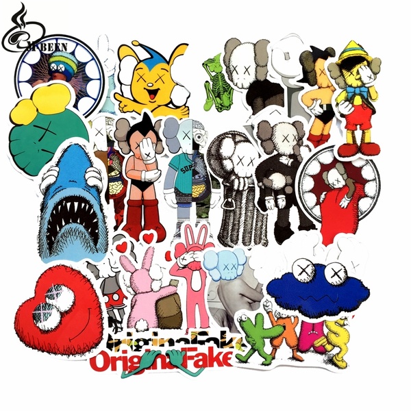 Sesame Street &amp; Kaws Stickers set 30 ảnh có ép lụa &quot;Giao mẫu ngẫu nhiên&quot;