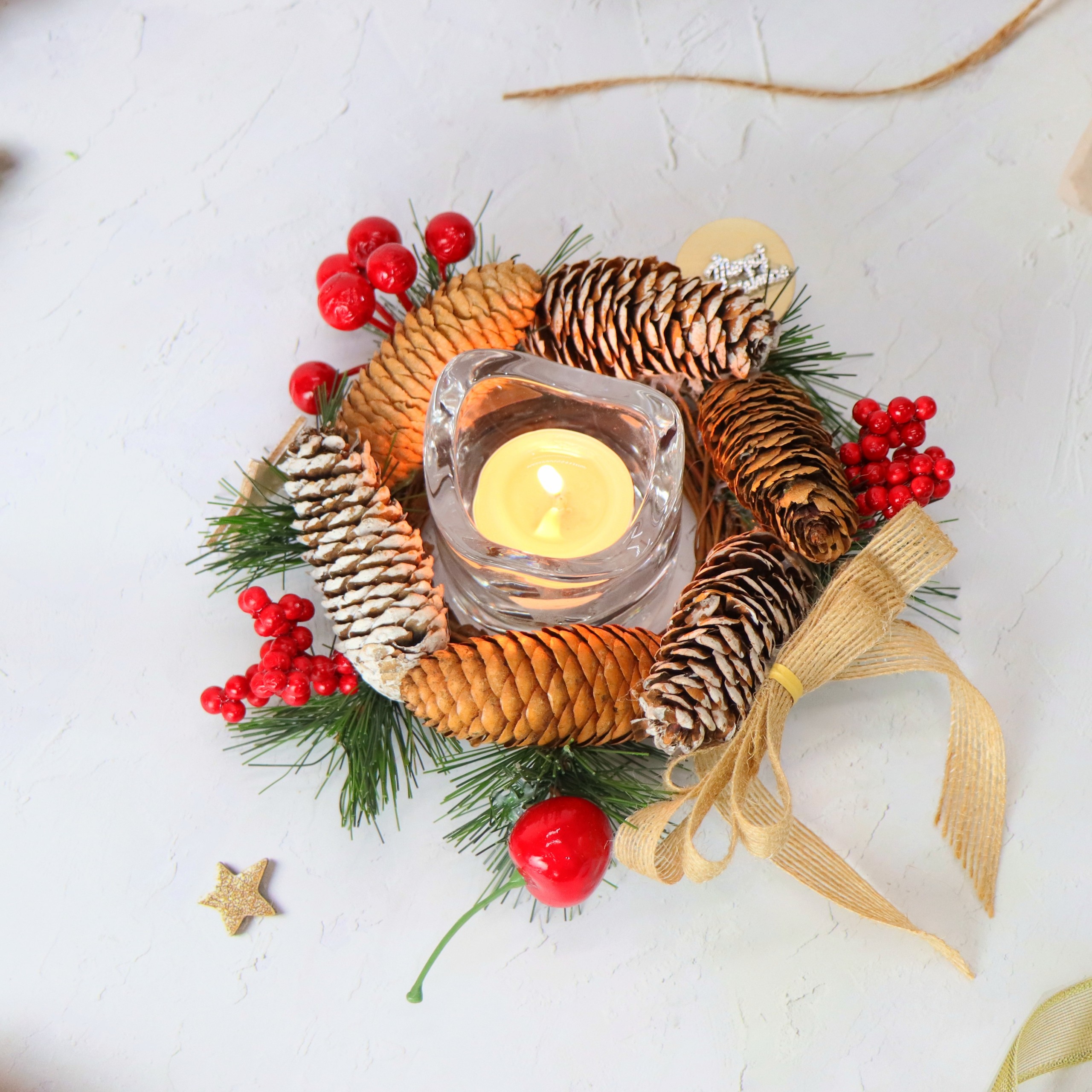 Nến Giáng Sinh Có Trang Trí Để Bàn NEN03 Trang Trí Noel – Mẫu LƯỢN SÓNG