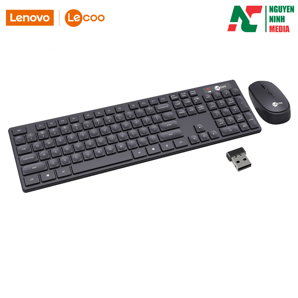 Bộ Phím Chuột Văn Phòng Không Dây Lenovo Lecoo KM2001 - Hàng Chính Hãng