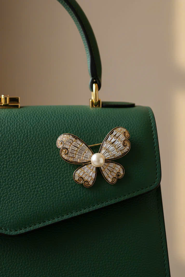 Trâm Cài Áo Vest, Áo Dài Hình Cánh Bướm Đính Ngọc Trai Baroque Điệp thời trang thiết kế Hity ACC416