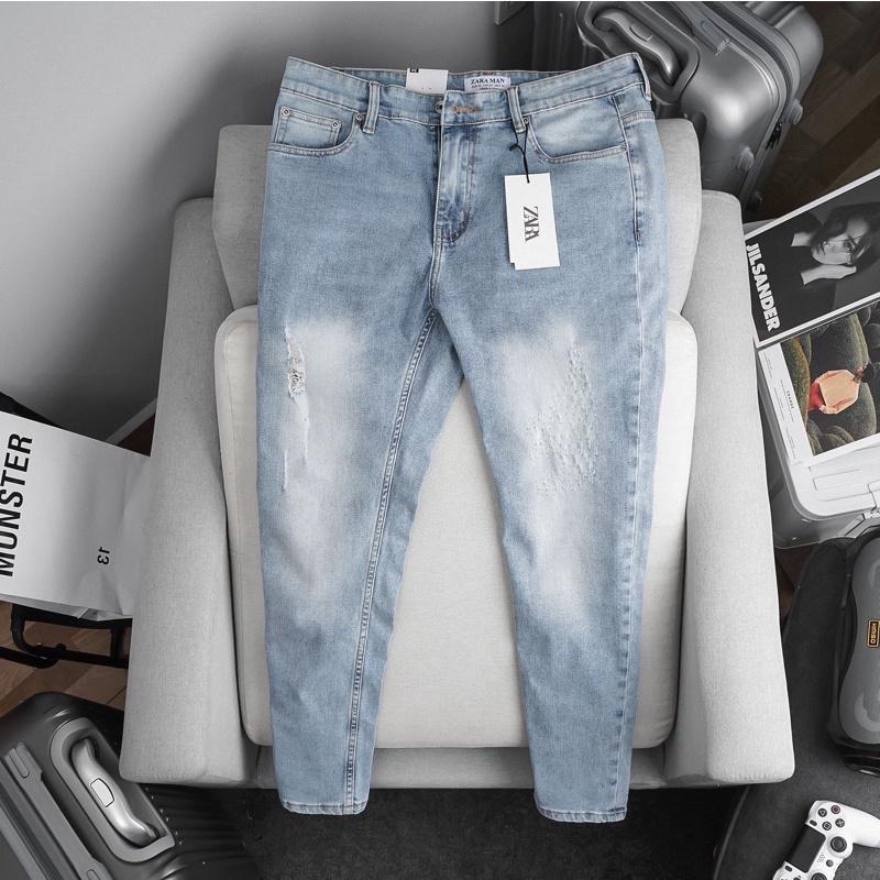 Quần Bò Nam Ống Ôm Côn Slimfit Màu Bụi Xuất Khẩu Jean co giãn xịn