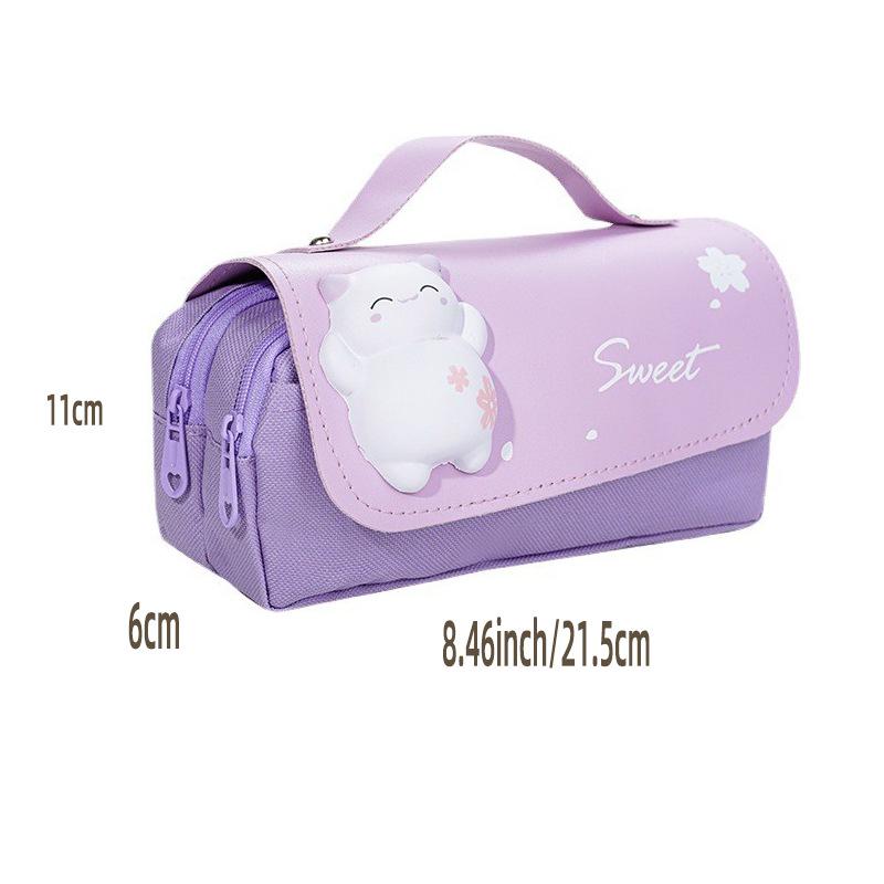 Hộp Bút Vải Cute Nhiều Ngăn Cho Bé Có Quai Xách BU11
