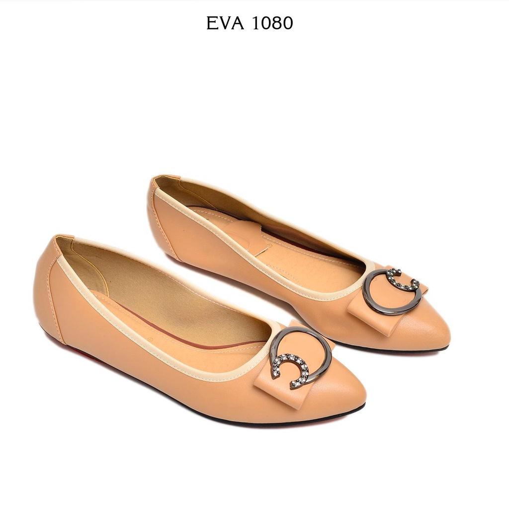 Giày búp bê phối nơ mũi tròn Evashoes - Eva1080