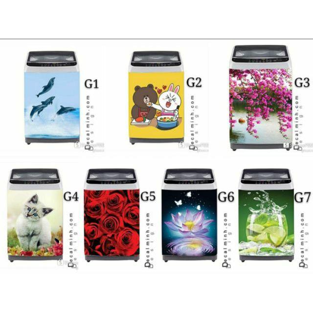 Decal tem dán máy giặt cao cấp 3D - chọn mẫu