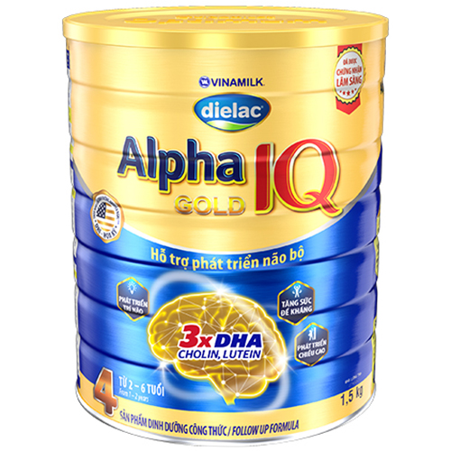 Sữa bột Dielac Alpha Gold IQ Step 4 - Hộp thiếc 1500g (dành cho trẻ 2-6 tuổi)