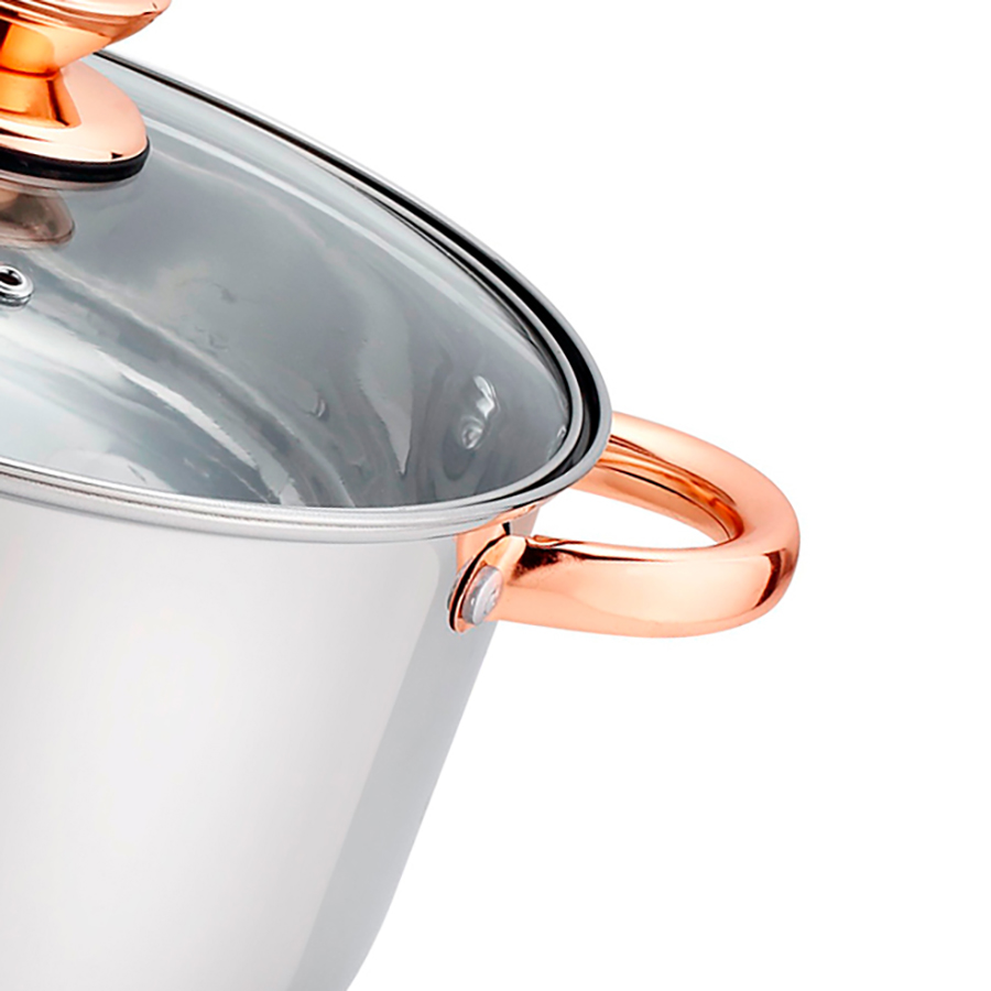 Bộ 3 nồi inox 4 đáy Nagakawa NAG1306  - Quai mạ vàng - Dùng trên mọi loại bếp - Hàng Chính Hãng
