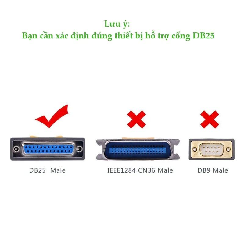 Ugreen UG20795US167TK 3M màu Đen Cáp tín hiệu chuyển đổi USB 2.0 sang DB25 âm cao cấp - HÀNG CHÍNH HÃNG