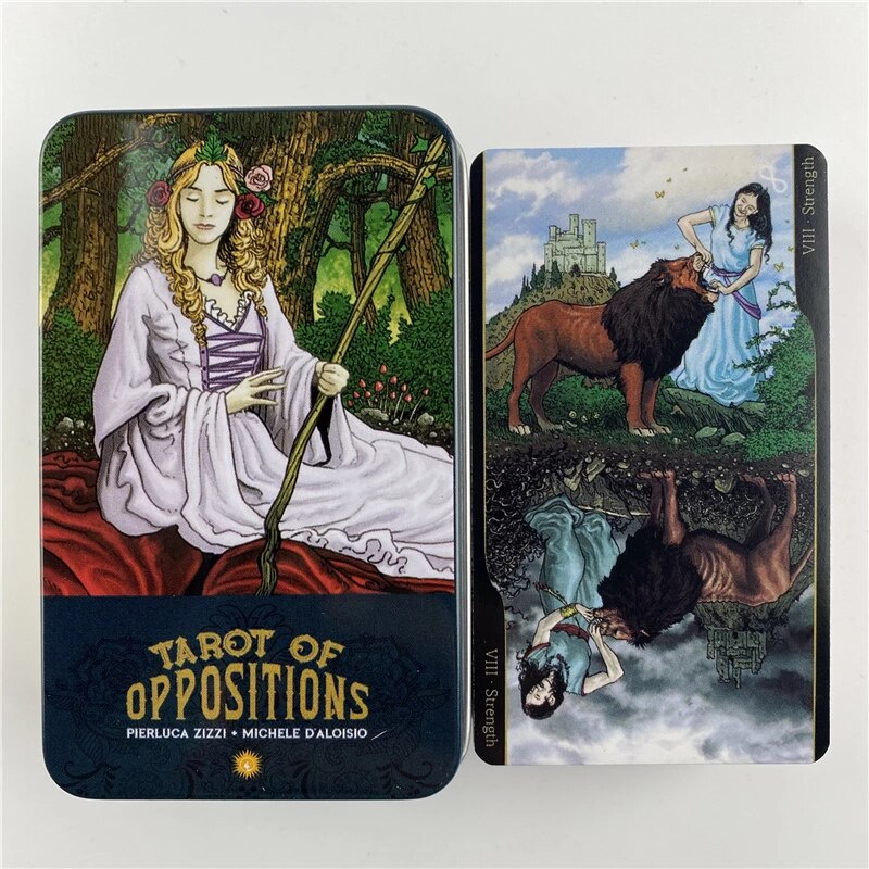 Bộ Bài Tarot Of Oppositions 78 Thẻ Mạ Màu, Hộp Sắt