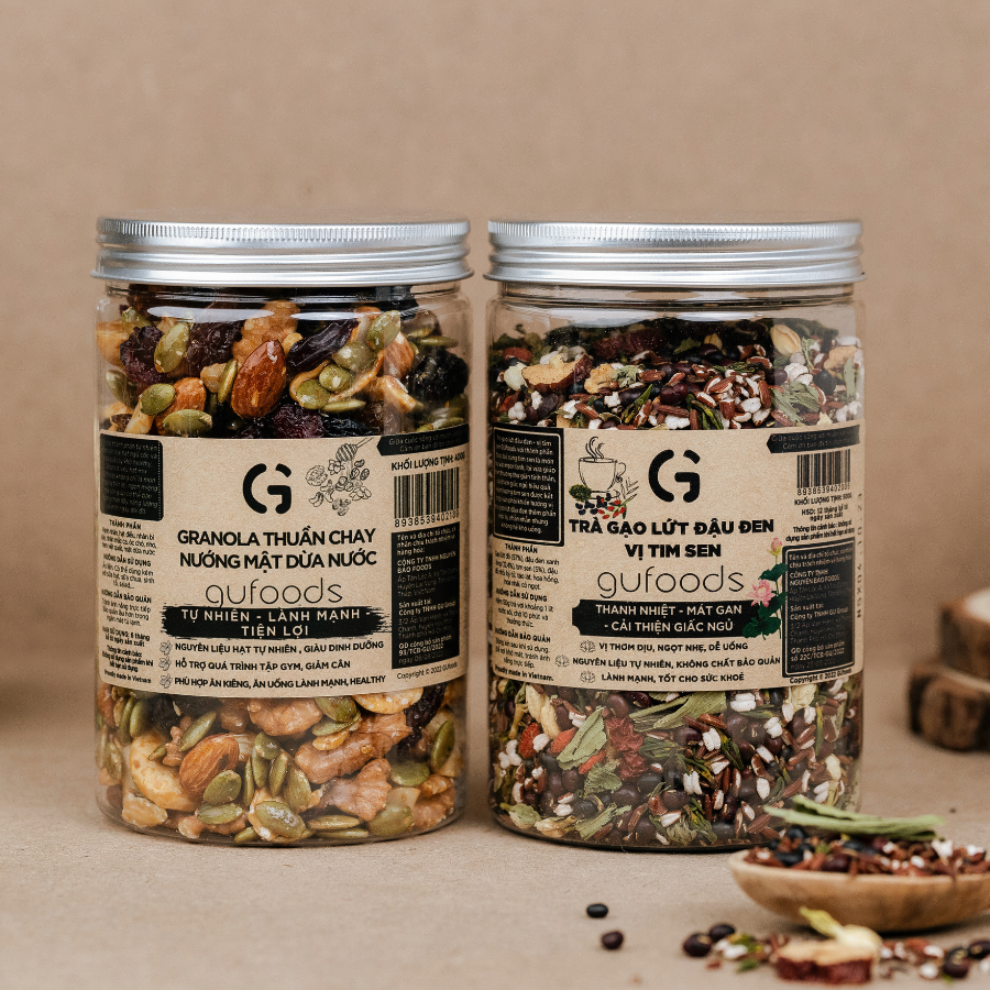 Granola thuần chay nướng mật dừa nước GUfoods - Dinh dưỡng, Tiện lợi, Thơm ngon, Giàu lợi ích sức khỏe