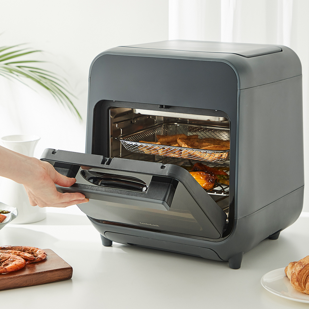 Lò nướng chân không kết hợp chức năng hấp Lock&Lock EJF693GRY Steam Air Fryer Oven - Hàng chính hãng