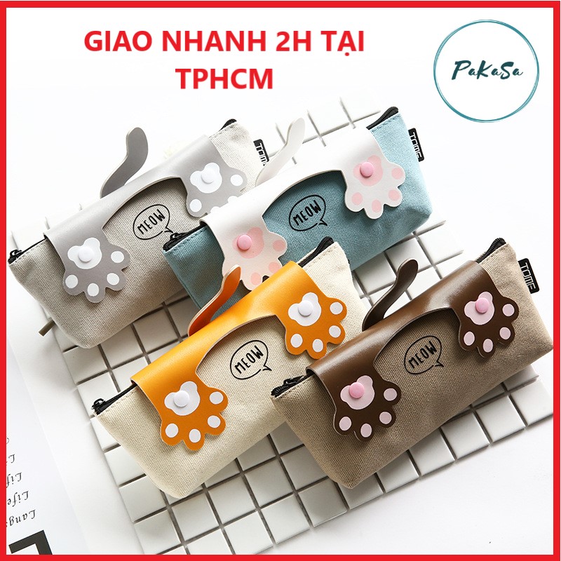 Túi/Hộp Đựng Bút Bằng Vải Hình Chân Mèo - PaKaSa - Hàng Chính Hãng