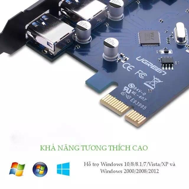 Ugreen UG30775US230TK Card PCI Express sang Lan + 3 USB 3.0 Cao Cấp - HÀNG CHÍNH HÃNG