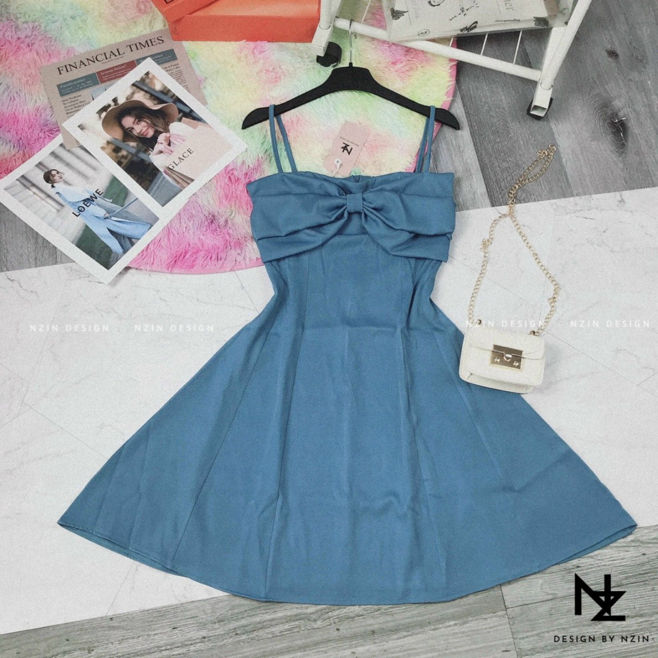 Đầm Xòe 2 Dây Kết Nơ Ngực Quyến Rũ