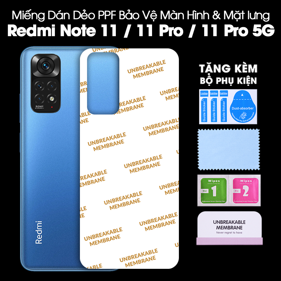 Miếng Dán Dẻo PPF Mặt Lưng, Màn Hình Mặt Trước Dành Cho Xiaomi Redmi Note 11 / 11 Pro / 11 Pro 5G Chống Trầy Xước - Handtown - Hàng Chính Hãng