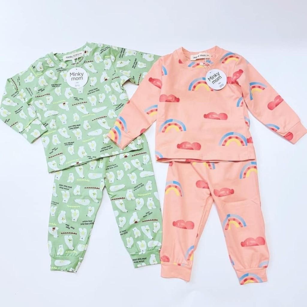 Bộ Thu Đông Dài Tay Cho Bé Bộ Minky Mom Dài Tay Cho Bé Trai Bé Gái Với Họa Tiết Siêu Đáng Yêu Chất Thun Lạnh .