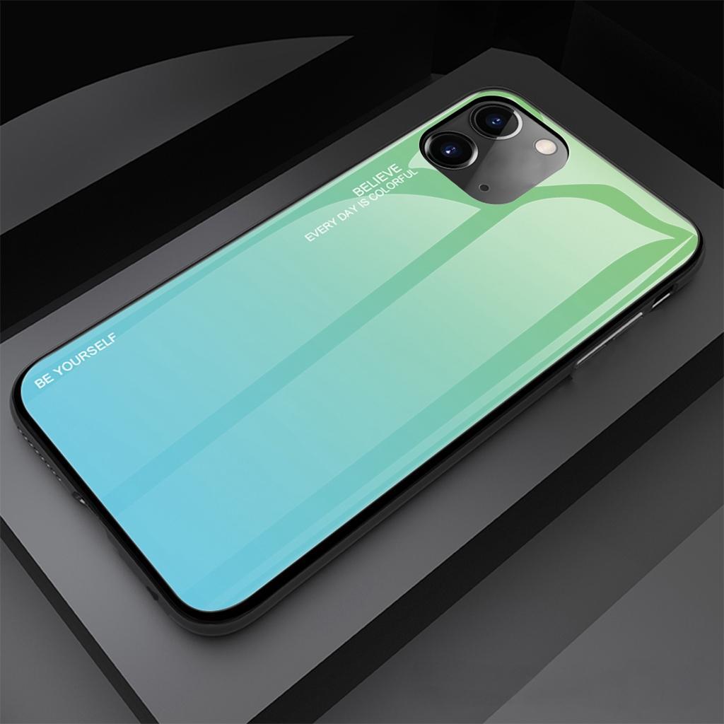 Gradient glass cover case for iPhone 11 Pro 6.1 inch for iPhone 11 Red+Black