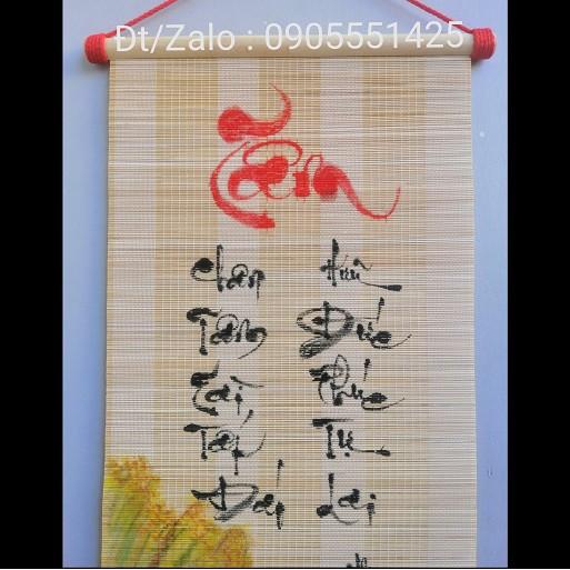 Mành tre thư pháp vẽ tay về chữ TÂM và NHẪN. Quà tặng tân gia, khai trương,ông bà,cha mẹ,bạn bè, đối tác.Quà biếu tết.