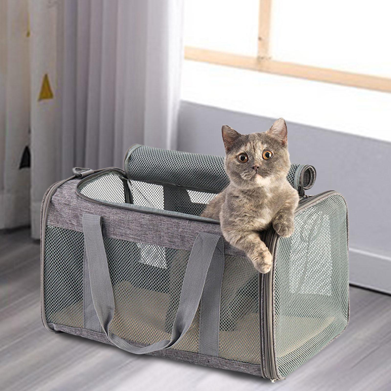 Cat Carrier Bag Carrying Bag Foldable with Zippers Tote Backpack Shoulder Bag