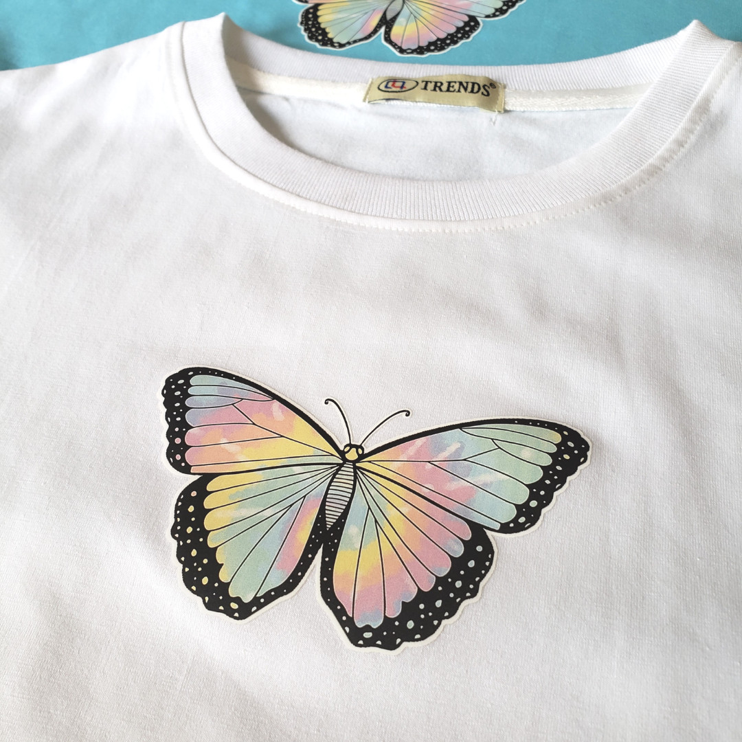 Áo Croptop Nữ Hoạ tiết RAINBOW BUTTERFLY &amp; TRIPLE BUTTERFLY 2 Màu Form Rộng