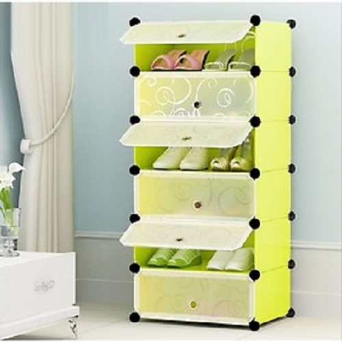 Tủ Giày Lắp Ghép 6 Tầng - Vàng Cửa Trắng - 6N -