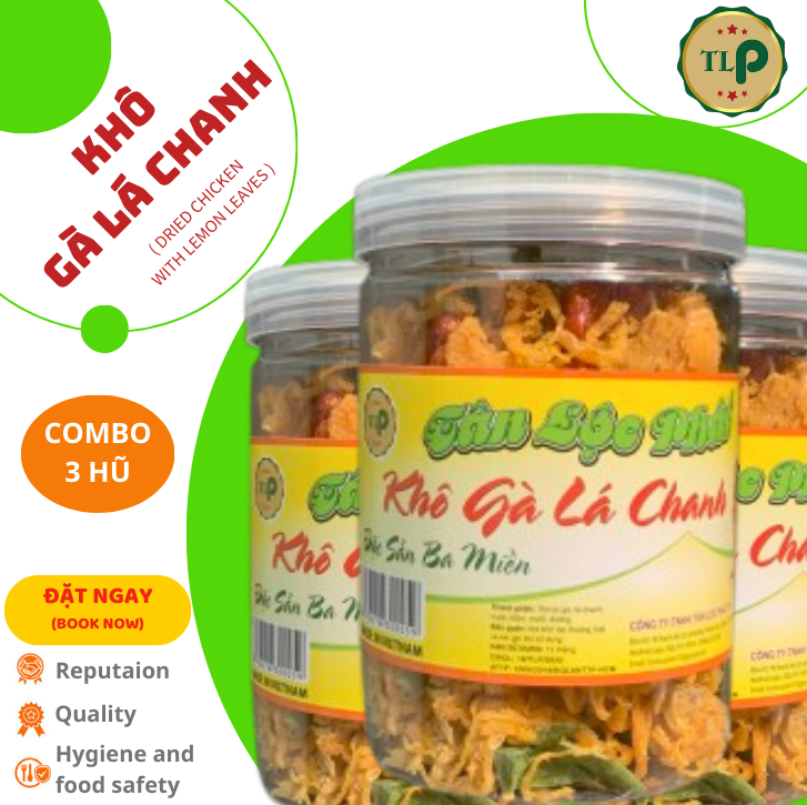 KHÔ GÀ XÉ LÁ CHANH TÂN LỘC PHÁT COMBO 3 HŨ - MỖI HŨ 150G