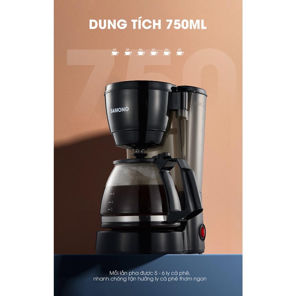 Máy Pha Cafe Tự Động SAMONO SW-CMB06B Dung Tích 750ml Đa Chức Năng Nhỏ Gọn Phù Hợp Cho Gia Đình - Hàng Chính Hãng