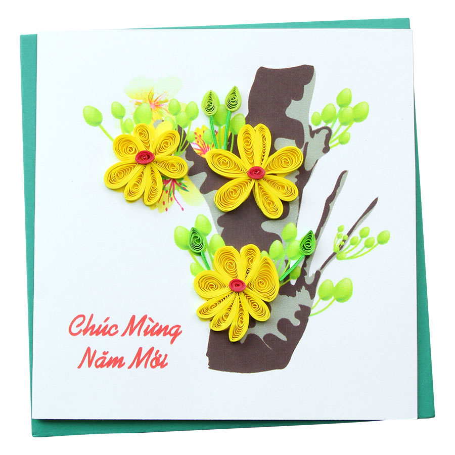 Thiệp Giấy Xoắn Năm Mới Việt Net VN1NY110017C1 (10 x 10 cm)