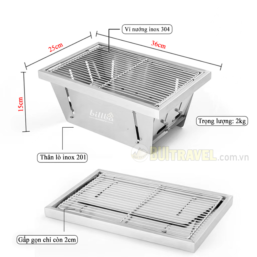 Bếp Nướng Than Hoa Gập Gọn - Lò Nướng BBQ