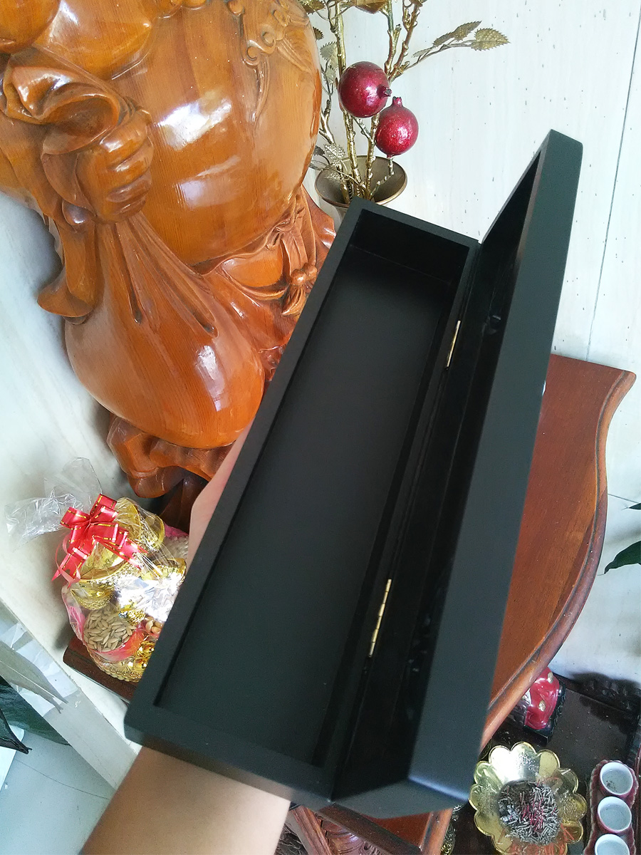 Hộp đựng đũa ăn,đũa bày bàn thờ cúng gia tiên màu đen gỗ gụ bắc HDD01